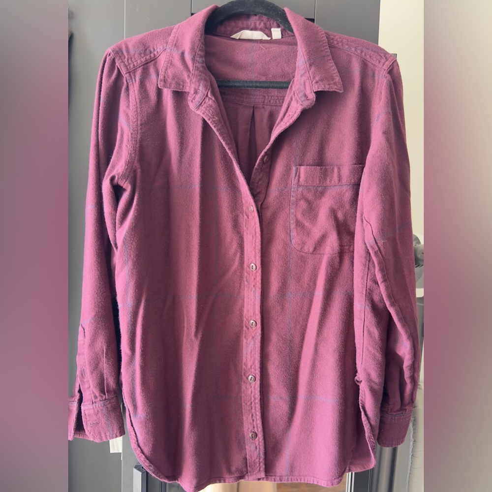 Athleta Maroon Button-Down Shirt